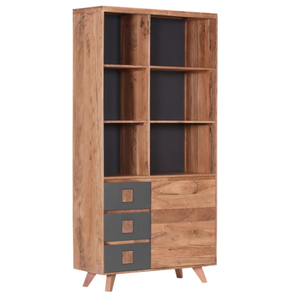 Italian-Style Modern <b>Bookcases</b> and Living Room Cabinets <b>Solid</b> <b>Wood</b> with Metal Crafts Display Racks and Storage Holders for Home - Product Image 2