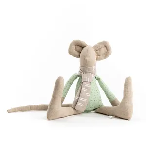 성 중립 선물 Handmade Cuddly 장난감 리넨 마우스 인형