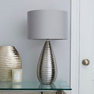 Modern <b>Touch</b> <b>Table</b> <b>Lamp</b> With Gray Shade Metal Base Irregular Shape Indoor Bedroom Decor - Product Image 2