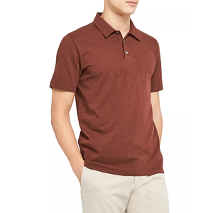 Polo en coton piqué de haute qualité, couleur marron, personnalisable OEM, nouvelle arrivée, pour hommes/garçons, 100% coton. - Product Image 4