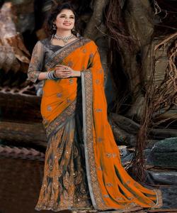 Ropa de fiesta bordada pesada, nueva colección, todos los tamaños y colores, tela de red bordada, ropa de mujer india, Sari listo con étnico - Product Image 3