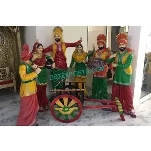 Fiber Punjabi Theem Bhangra Statues For Hotel Jatt Jatti Dancing Fiber Statues Full Size Punjabi Culture Fiber Statues