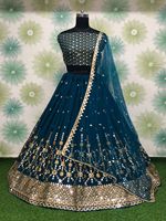 Lehenga en tissu Georgette lourd avec broderie, séquence de broderie, doublure en soie avec CANVAS et CanCan, pièce de blouse en Georgette lourd