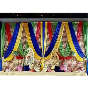 ม่านหลังเวทีแต่งงานสไตล์ punjabi phulkari ผ้าม่านผ้าไหมน้ำแข็งสีสันสดใสพร้อมการออกแบบทางวัฒนธรรม - Product Image 1