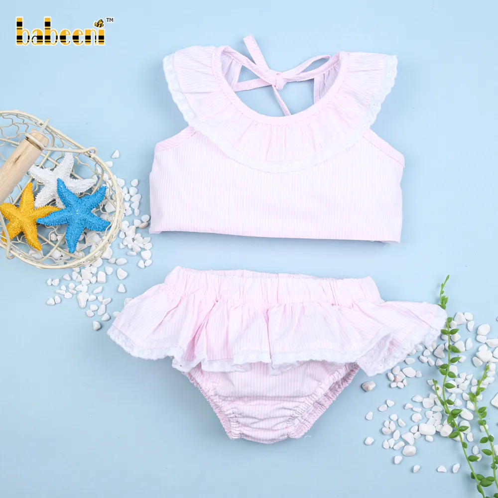 Baby pink stripe two pieces swimsuit for little girl OEM ODM wholesale baby swimwear - BB2508