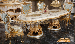 Juego de mesa de comedor con tallado a mano, muebles de comedor de lujo, tallados a mano - Product Image 4