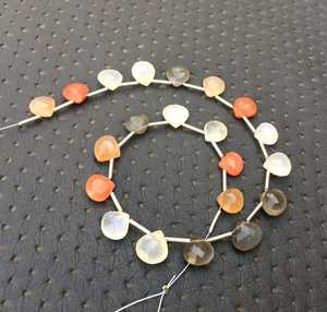 Natural Multi <b>Moonstone</b> 21 Pieces Faceted Heart Shape Briolette Beads for Jewelry Making <b>Bracelet</b> Necklace Earring - Product Image 3