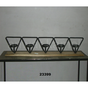 Wood Base Black <b>Iron</b> <b>5</b>-Candle Holder Decorative for Home Party & Wedding Events - Product Image 1