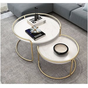 Table basse en marbre, acier inoxydable,, style marbre - Product Image 3