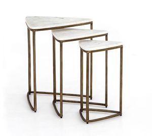 Modern Design Nesting <b>Side</b> <b>Table</b> Set 3 New <b>Marble</b> <b>Top</b> Metal Frame Coffee <b>Tables</b> Multipurpose Home Dining Restaurant Living Room - Product Image 1
