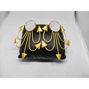 Artifical handmade golden matte finished light <b>weight</b> brass <b>hoop</b> stud earing for girls and women - Product Image 1