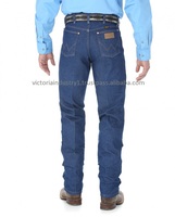 Dernier Style Jean en Denim Formel Personnalisé pour Homme Coupe Cowboy Respirant Uni Foncé 100% Coton Broderie Cristal