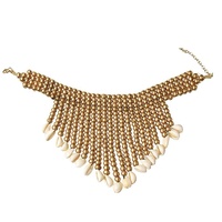 Günstiger Preis Neue Mode Holzperlen Rote Kaurimuschel Vintage Party Damen Halsketten-Set Charm Qualitätsdesign