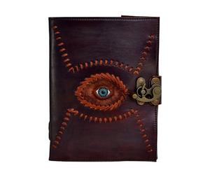 Travel Diary with Handmade Paper - Spooky Eyes & Face Retro Antique Look Personal Journal in Brown Best Gift Ideas - Product Image 1