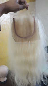 30 Pouces 613 Blonde 13x4 pour Front Suisse Noeud Blanchi Pleine Perruque Indien Vierge Remy Cheveux Longue Droite Perruque Avec Petit Transparent - Product Image 6