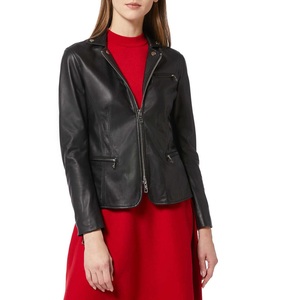 Veste à fermeture éclair unisexe, décontractée, en peau d'agneau véritable, de couleur noir, à la mode, disponible en toutes les couleurs - Product Image 1
