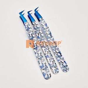 แหนบถอนขนตา90องศาทำจากสเตนเลสทนทานสำหรับขนตาแบบคลาสสิกและขนาดใหญ่พิมพ์ลายผีเสื้อ - Product Image 5