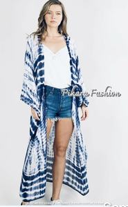 <b>Cardigan</b> Tie Dye Women Wholesale Low Price Product <b>Long</b> Sleeve Open Front Bikini Cover Up Casual Cotton Kimono <b>Dress</b> - Product Image 5
