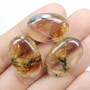 Étoile Rutile dorée naturelle et Cabochon hématite forme ovale pierres précieuses rares prix de gros - Product Image 3