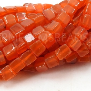 หินคาร์เนเลียนสีส้มทรงลูกบาศก์ ขัดเรียบ ทำมือจากหินธรรมชาติ ความยาว 16 นิ้ว สำหรับทำเครื่องประดับ - Product Image 6