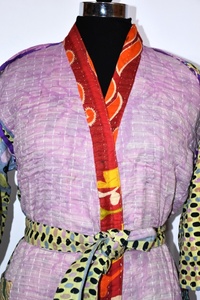 Trendy Design Style Beautiful Fashionable Quilted <b>Kantha</b> <b>Jacket</b> Kimono Robe with Long Sleeves and Double Pocket for Women - Product Image 2
