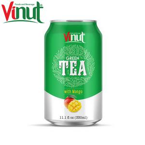 Té verde con melocotón 330ml Bebida de té VINUT 24 latas por caja de cartón OEM Etiqueta privada Baja en azúcar Belleza saludable Exportación de Vietnam - Product Image 1