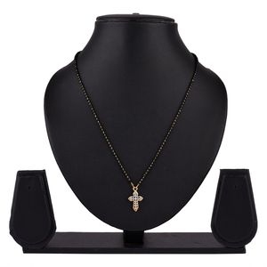 Mangalsutra-collar con colgante religioso de circonia cúbica para mujer, color negro, indio - Product Image 3