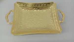 Plato para servir de Metal pulido dorado de 24 quilates, bandeja ecológica para fruta seca, decoración para el hogar y la Mesa, artículo de regalo - Product Image 2