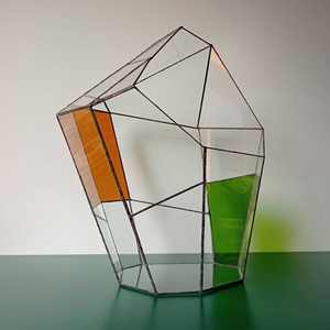 Vase de terrarium vert orange, vitrail unique fait à la main - Product Image 1