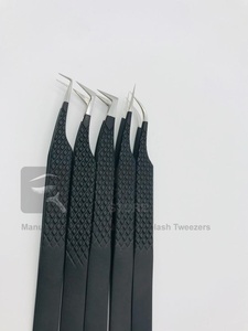 แหนบต่อขนตาสีดำพร้อมหัวสีเงินแหนบปลายไฟเบอร์แหนบปลายสแตนเลสแบบทึบรับขนตาโลโก้ได้เอง - Product Image 5