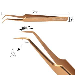 Rose Gold Stainless Steel Eyelash Extension Volume 10mm 75deg Bent Tweezer for Eyelash Extensions with your Company Name - Product Image 5