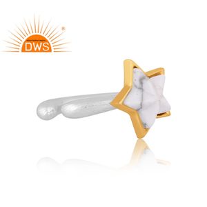 925 argent Sterling fin naturel Howlite pierre précieuse étoile conception empilable bague bijoux pour femmes cadeau pour elle - Product Image 2