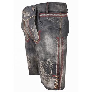 Pantalones Cortos de Cuero de Gamuza Bávara de Cintura Alta para Hombre, Bordados, Talla Grande, Tradicionales para el Oktoberfest Alemán - Product Image 6