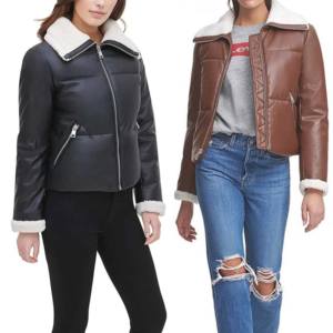 Doudoune en cuir confortable et chaude faite à la main avec fourrure personnalisée OEM vente en gros à bas prix fermeture à glissière durable - Product Image 2