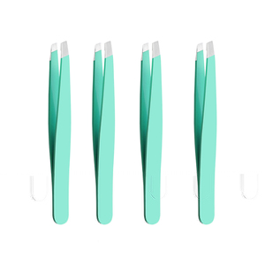 4 Piece Professional Stainless Steel Tweezers Set-Eyebrow Tweezers Slant Tip Pointed & Straight Durable Eco-Friendly - Product Image 2