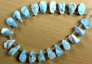 อัญมณี Larimar ธรรมชาติ21ชิ้น,รูปร่างไม่สม่ำเสมอไม่ผ่านการดูแลด้านบนเจาะเครื่องประดับทำขายส่ง - Product Image 3
