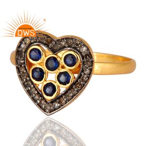 Anillo de plata chapado en oro de 18k con forma de corazón, joyería de boda - Product Image 2