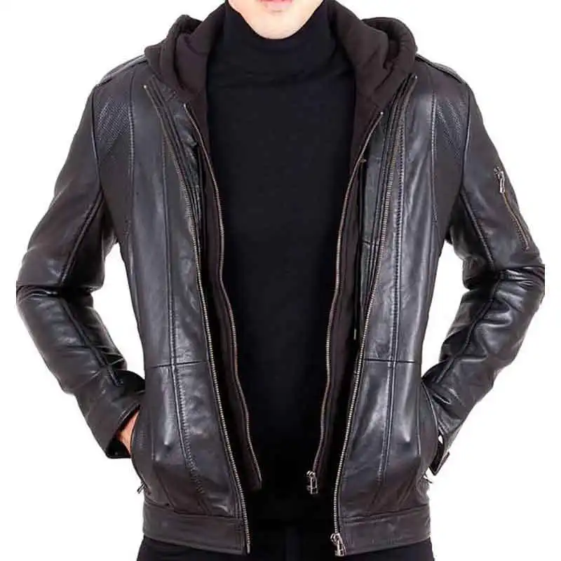Full sleeve zip out thermal liner Leather Jacket Newest Arrival Real Leather Motor Bike Jacket