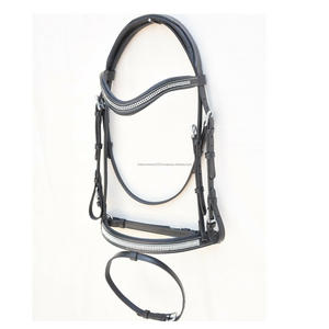 Cheval de qualité supérieure en cuir teint au tambour végétal (d), bride de cheval anatomique avec strass cheval - Product Image 1