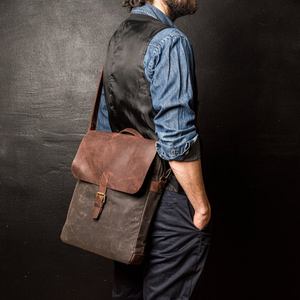 Handmade Bliss Messenger Bag Men, Leather Bag and Waxed Canvas Shoulder Bag, Computer Bag, Laptop 14" Hand Bag - Product Image 1