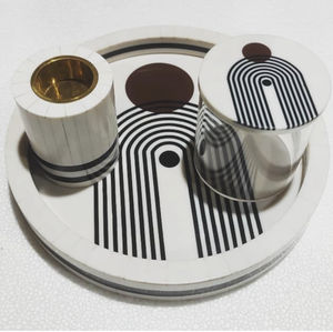 Meilleure qualité indien fait à la main Lamtierartz carré blanc nacre plateaux servant Floral Design bois os acrylique nourriture - Product Image 3