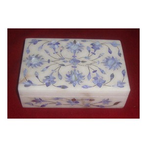 Super belle nacre Rectangle forme blanc marbre bleu vadrouille boîtes à bijoux pour prix de gros pour la décoration - Product Image 1