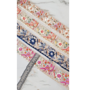 Hecho a medida, bordado a mano, abstracto, geométrico, indio Cintas en varios tamaños y colores para vestidos de boda - Product Image 2