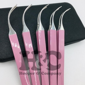 Pinzas aplicadoras de pestañas rosas sostenibles Pinzas aplicadoras de pestañas personalizadas Aplicador de pestañas negro plateado Etiqueta privada visón - Product Image 1