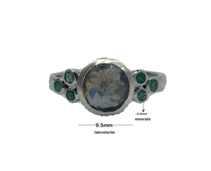 Bague en argent Sterling 925 plaqué or, personnalisée, unisexe, fait à la main, perle d'émeraude, pierre précieuse ouverte et ajustable, tendance, sur mesure - Product Image 4