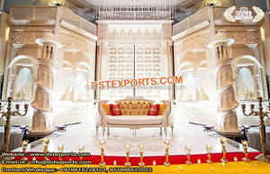 Top Asian <b>Wedding</b> Fiber Back-<b>Frame</b> Stage Sydney <b>Wedding</b> Stage with Jhumka <b>Frame</b> Imposing Fiber Back-<b>Frame</b> Stage for <b>Wedding</b> - Product Image 3