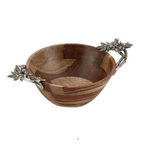 Cuenco de madera de mango de primera calidad con asas de aluminio crudo, ensaladeras y tazones para servir alimentos para el hogar y el restaurante - Product Image 4