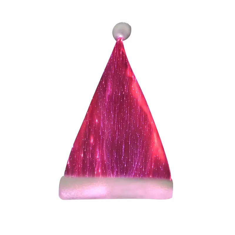 Santa Glasfaser hut Led coole schöne charmante leuchten Glasfaser Weihnachts mütze glänzende Dekoration Geschenk Weihnachts mütze