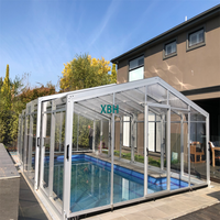 Hot Selling Outdoor Retract able Pool Schwimm abdeckung, Polycarbonat Bogen Dach gehäuse
