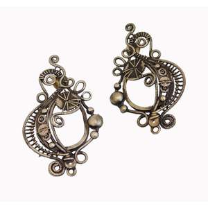 Treanding-pendientes grandes étnicos, Plata hecha a mano, aspecto redondo - Product Image 1